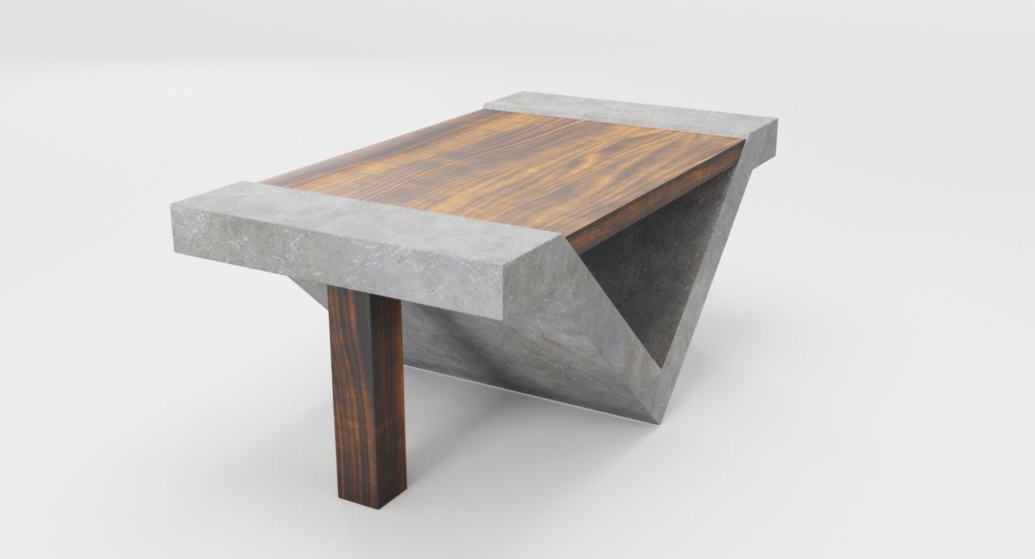 Loft Beton Table Low-poly 3D model_2