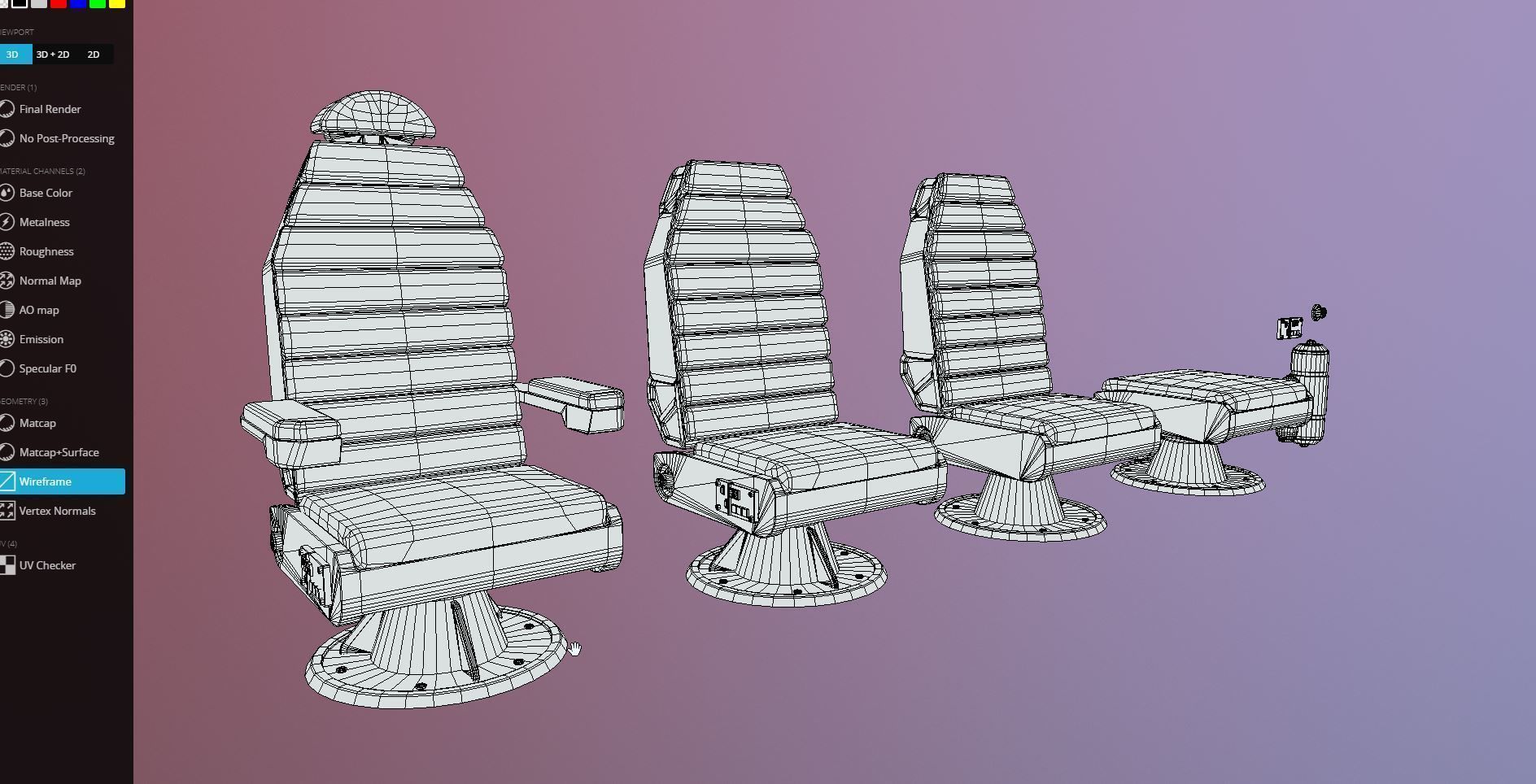 Sci-Fi Chair Kit Low-poly 3D model_5