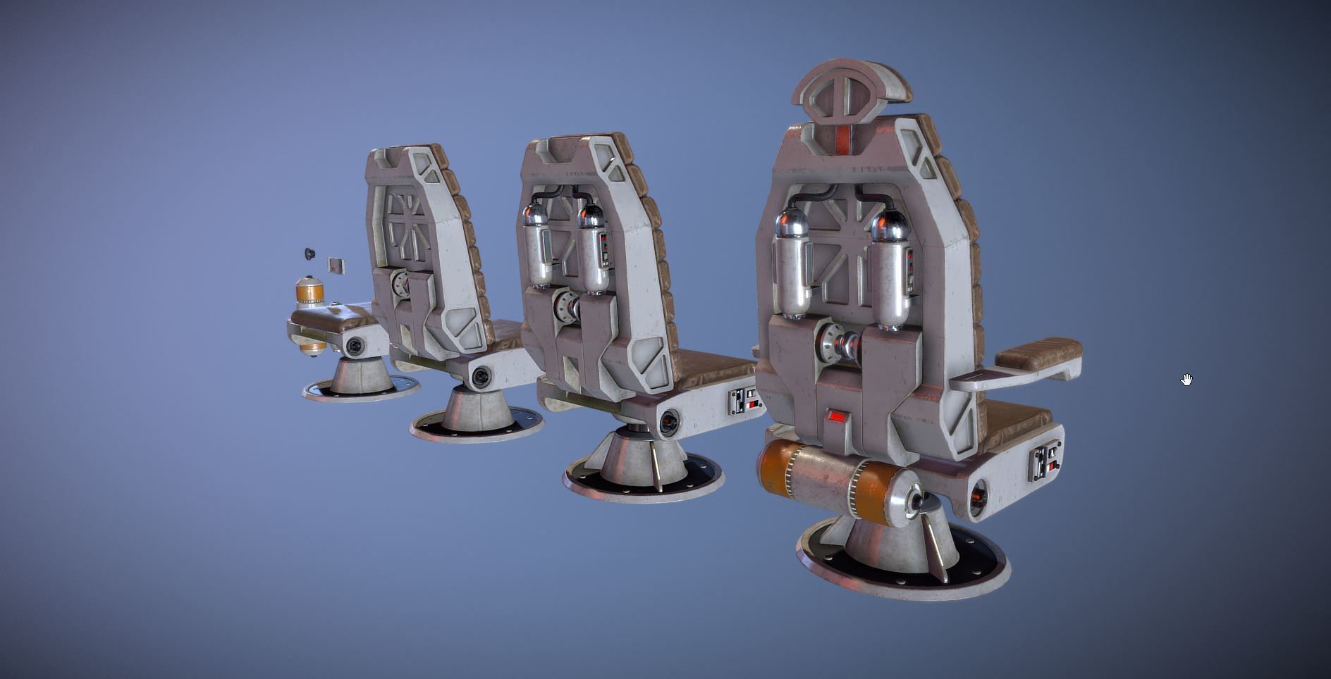 Sci-Fi Chair Kit Low-poly 3D model_1