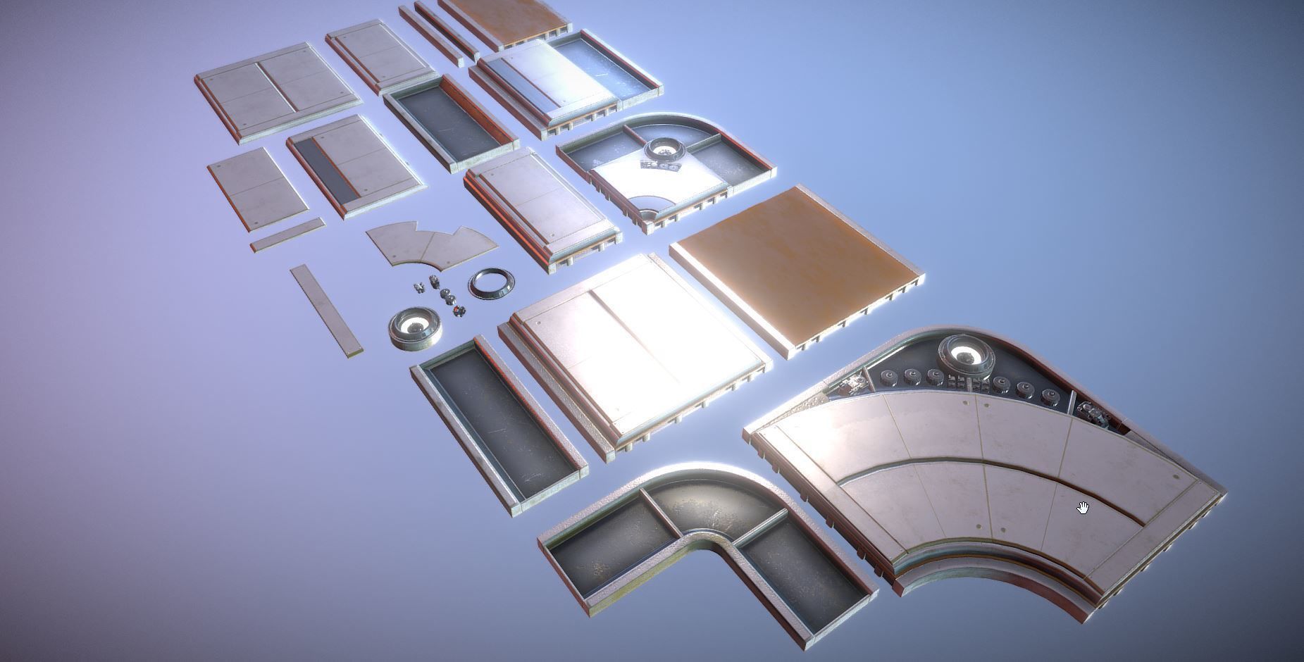 Sci Fi Ceiling Kit 1 Low-poly 3D model_1