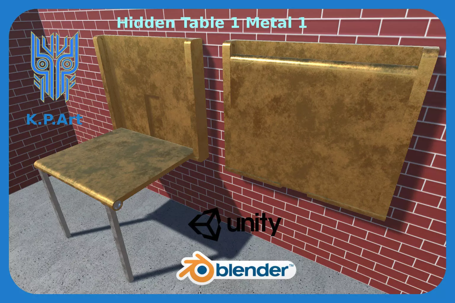 Hidden Table 1 Metal 1 Low-poly 3D model_0