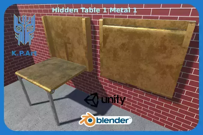 Hidden Table 1 Metal 1 Low-poly 3D model
