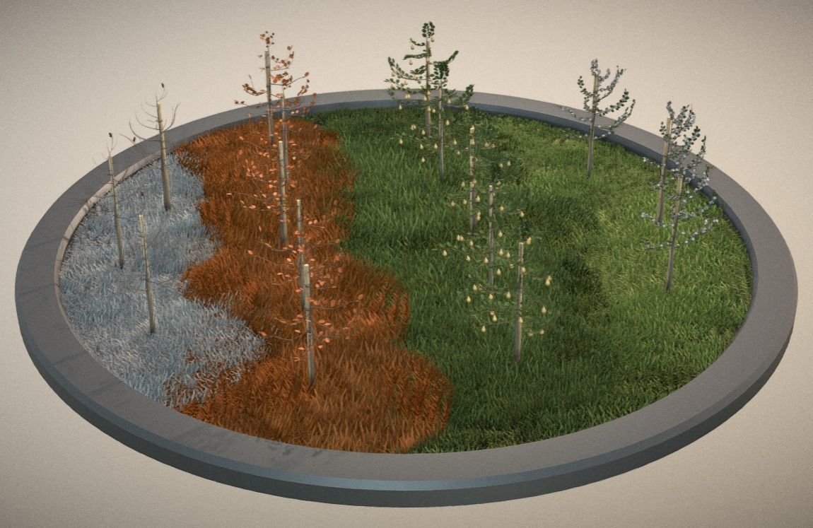 Small Pear Trees - Four Seasons Low-poly 3D model_55