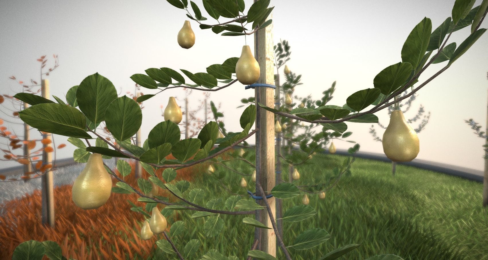 Small Pear Trees - Four Seasons Low-poly 3D model_37