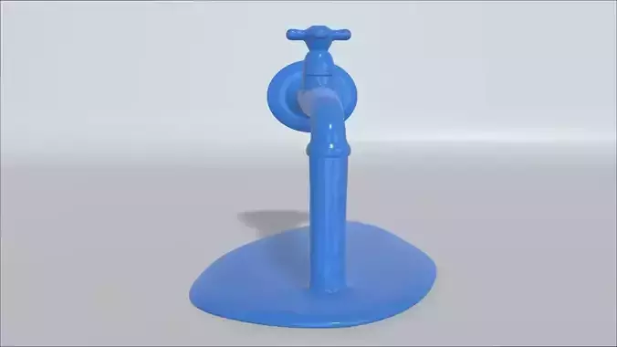 Water tap with running water 3D print model