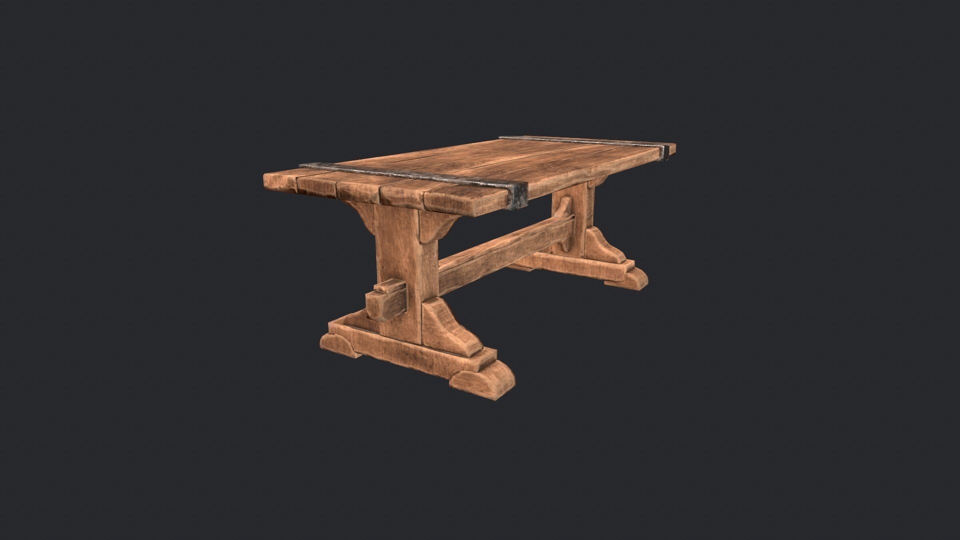 Wooden Table - Wooden Bench - Garden Bench - Work Bench - Bench  Low-poly 3D model_11