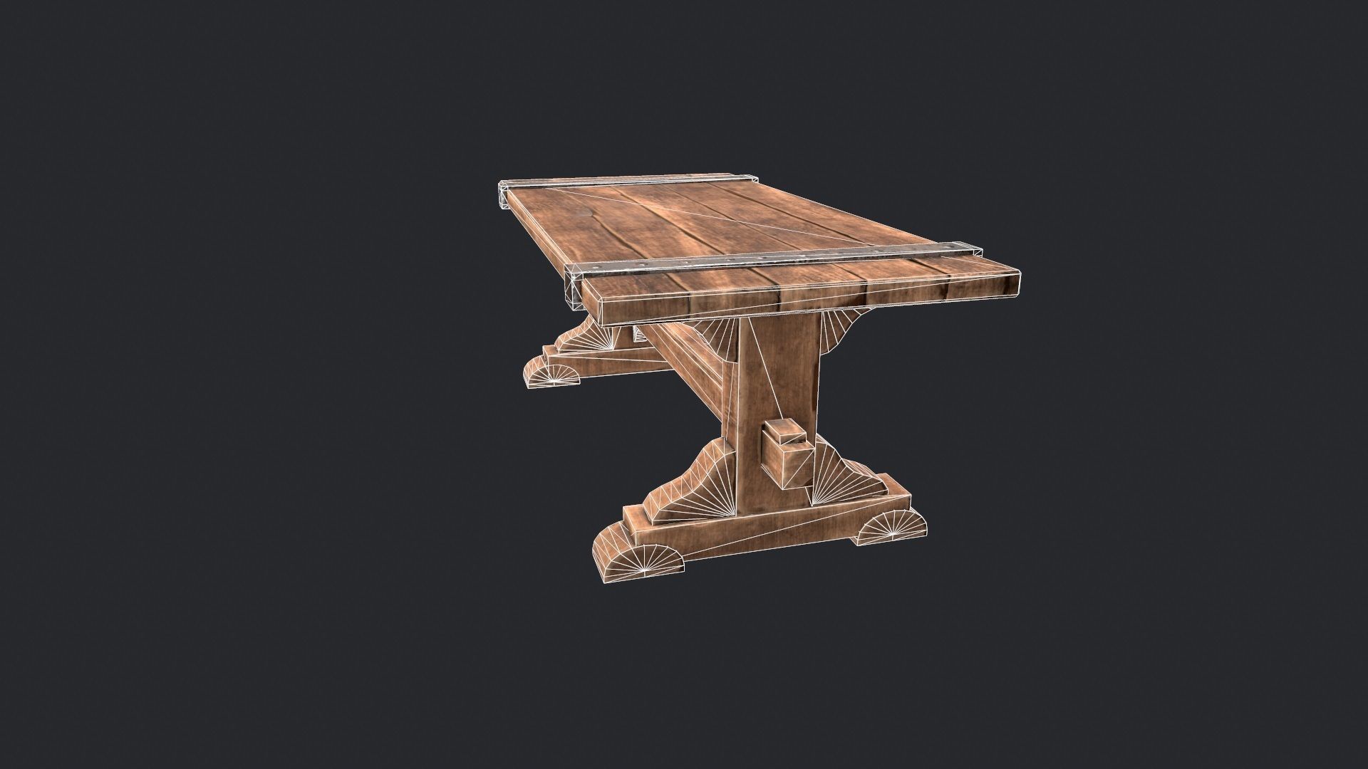 Wooden Table - Wooden Bench - Garden Bench - Work Bench - Bench  Low-poly 3D model_12