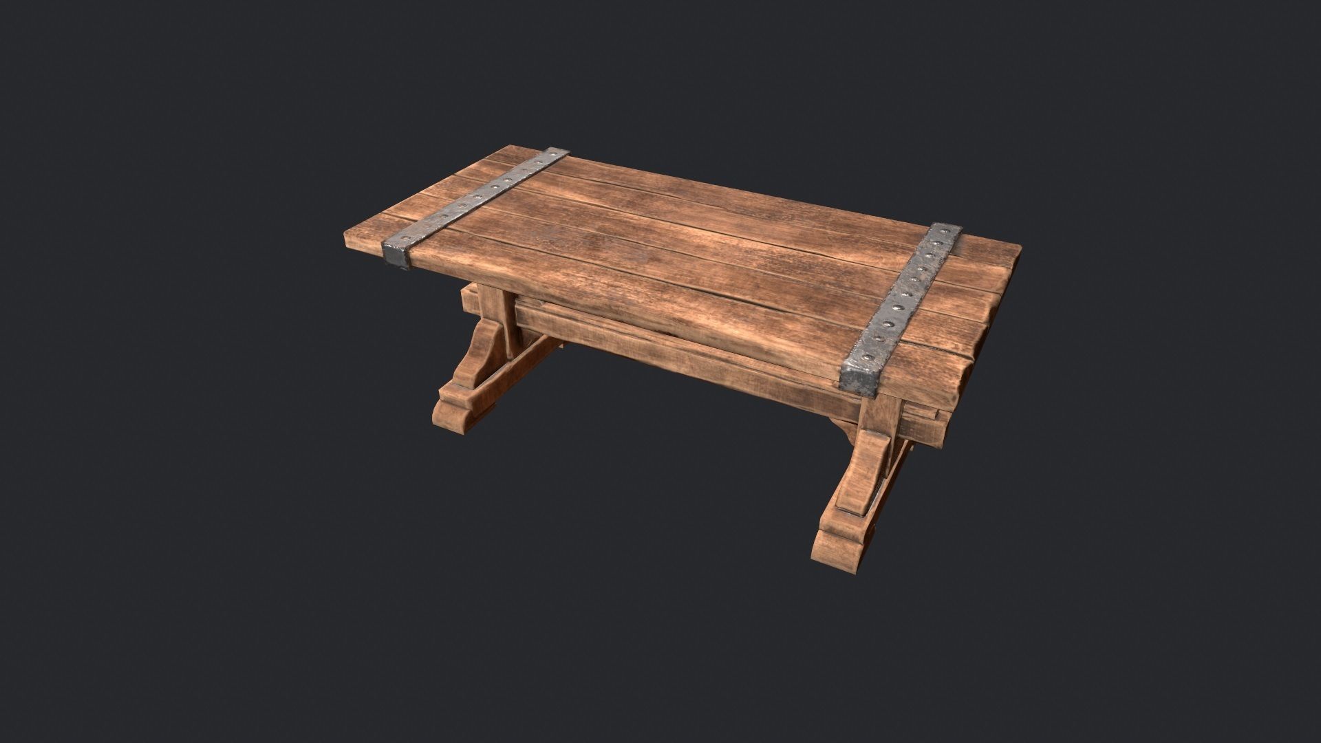 Wooden Table - Wooden Bench - Garden Bench - Work Bench - Bench  Low-poly 3D model_5