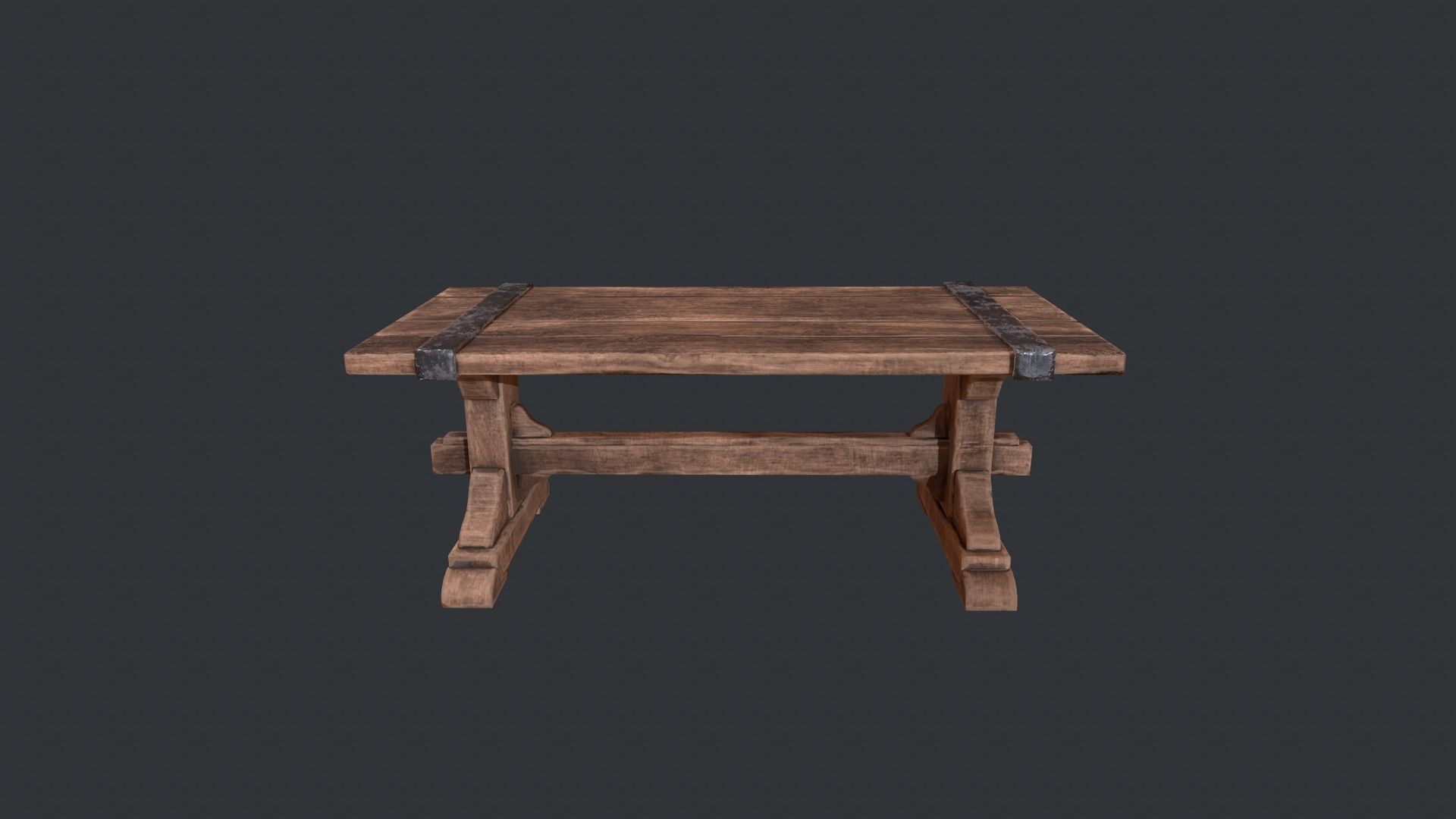 Wooden Table - Wooden Bench - Garden Bench - Work Bench - Bench  Low-poly 3D model_3