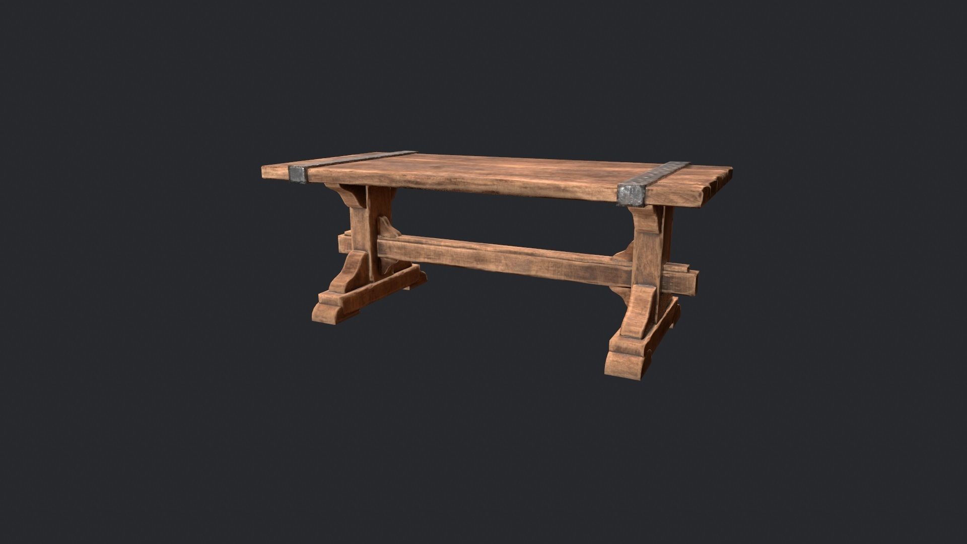 Wooden Table - Wooden Bench - Garden Bench - Work Bench - Bench  Low-poly 3D model_9