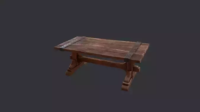 Wooden Table - Wooden Bench - Garden Bench - Work Bench - Bench  Low-poly 3D model