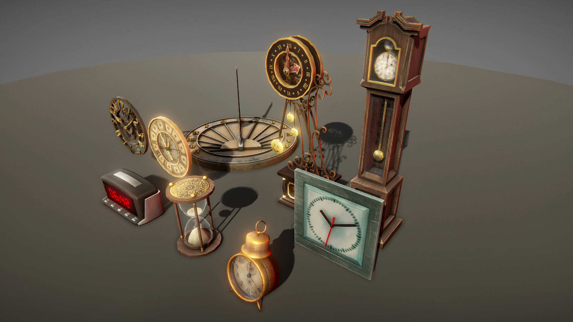 Clocks pack Low-poly 3D model_1