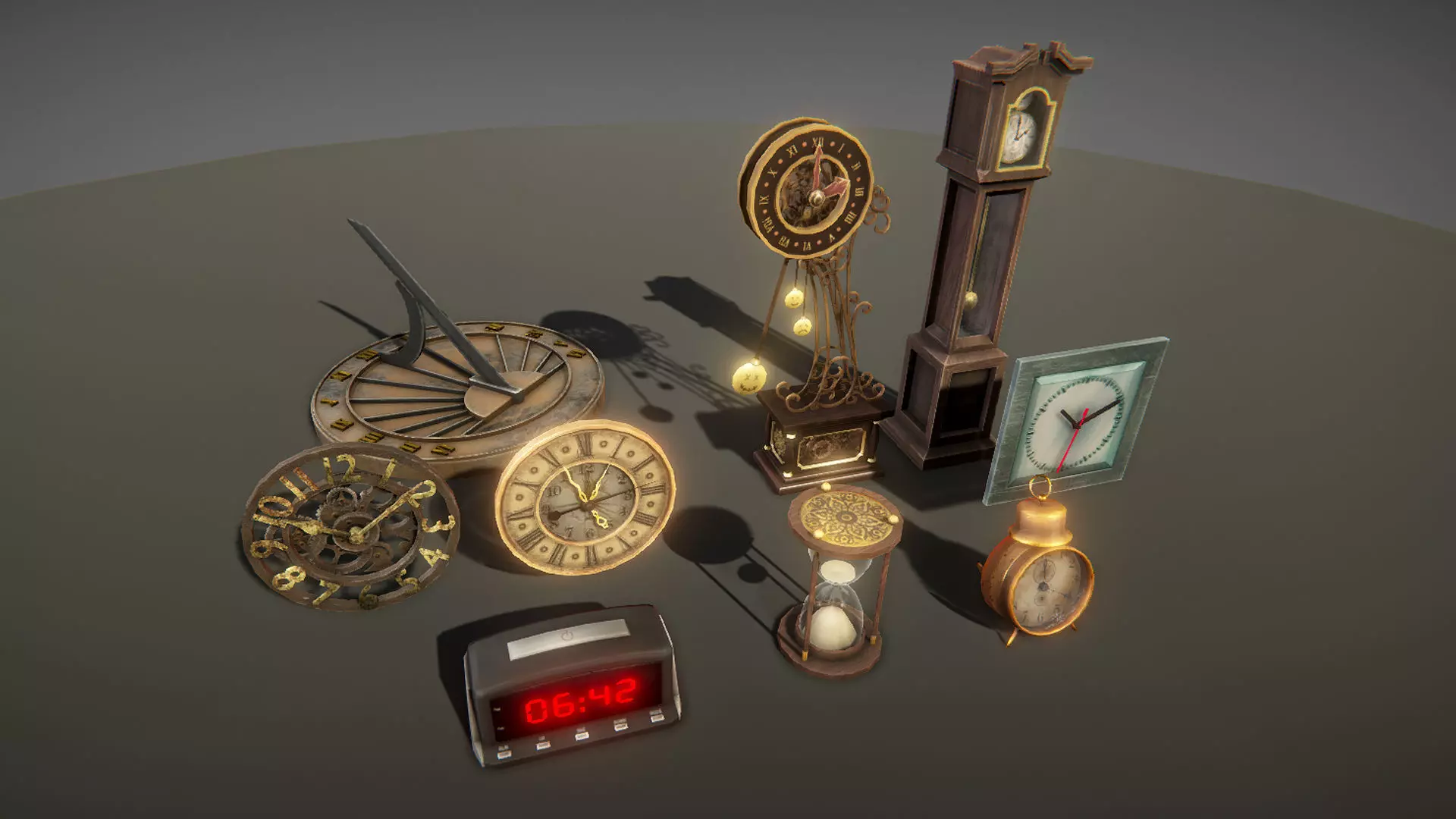 Clocks pack Low-poly 3D model_0