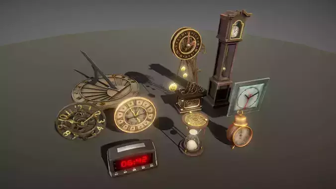 Clocks pack Low-poly 3D model