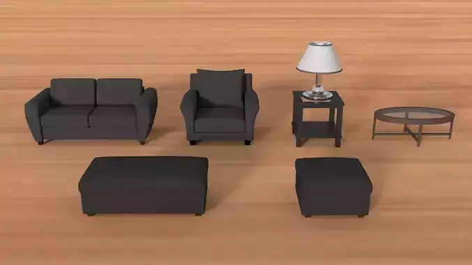 Modern Living Room Asset Pack Low-poly 3D model
