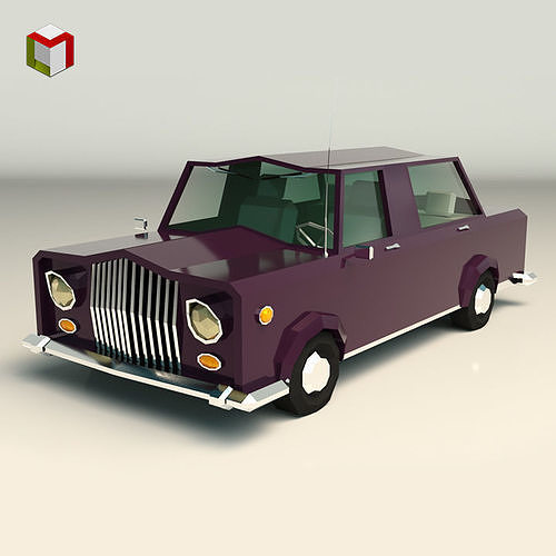 Low Poly Sedan Car 02 Low-poly 3D model