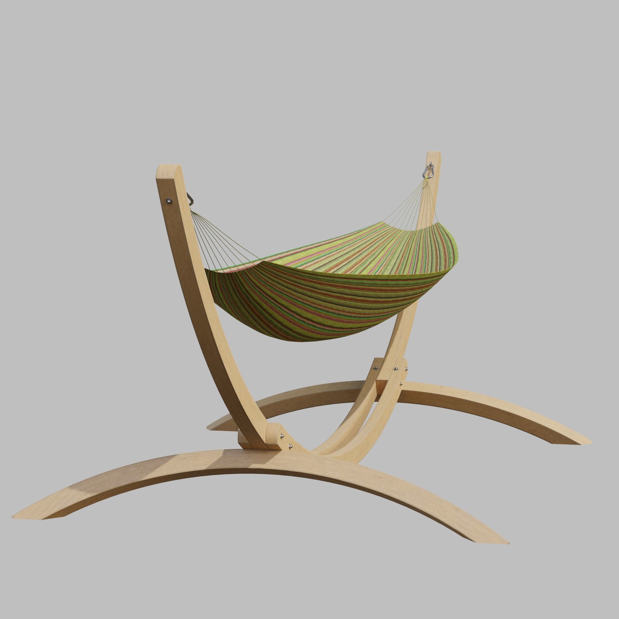 Hammock with fancy wooden frame - AR VR ready Low-poly 3D model_6
