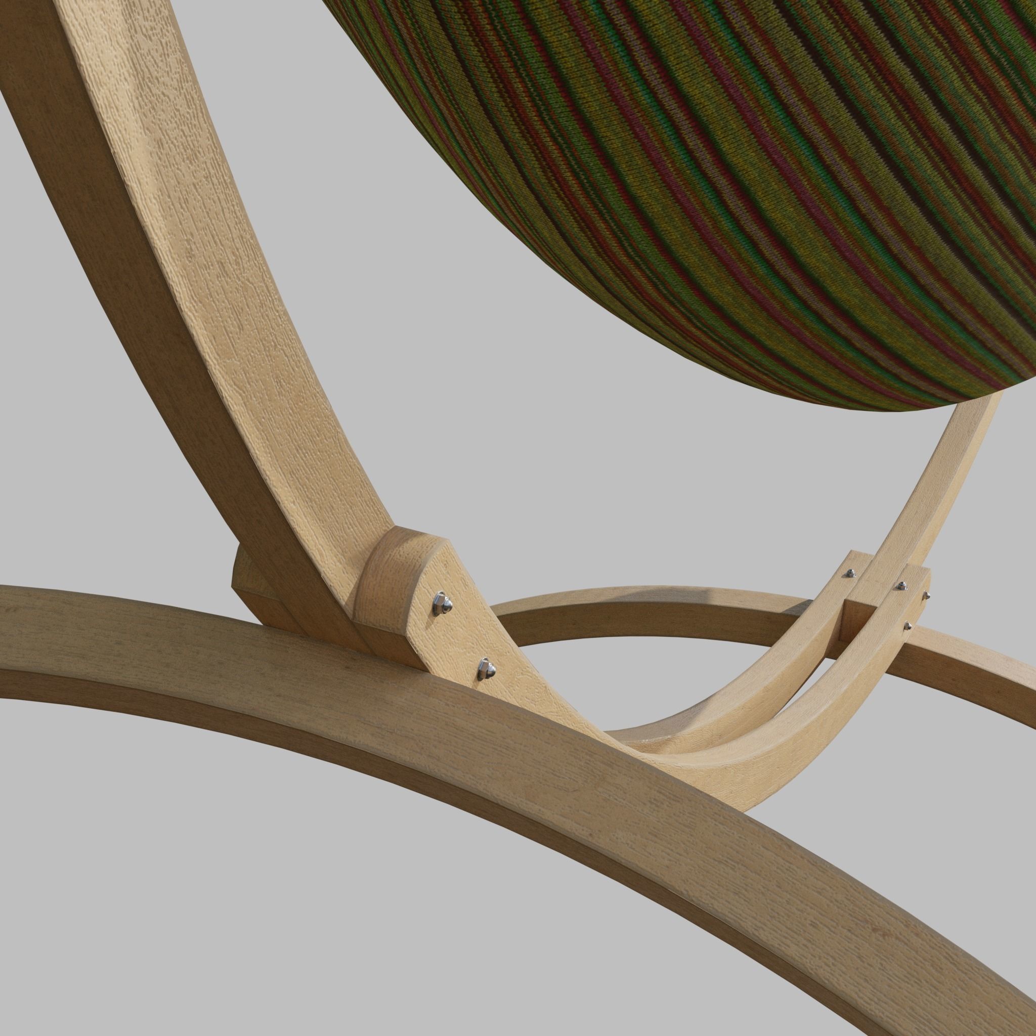 Hammock with fancy wooden frame - AR VR ready Low-poly 3D model_3