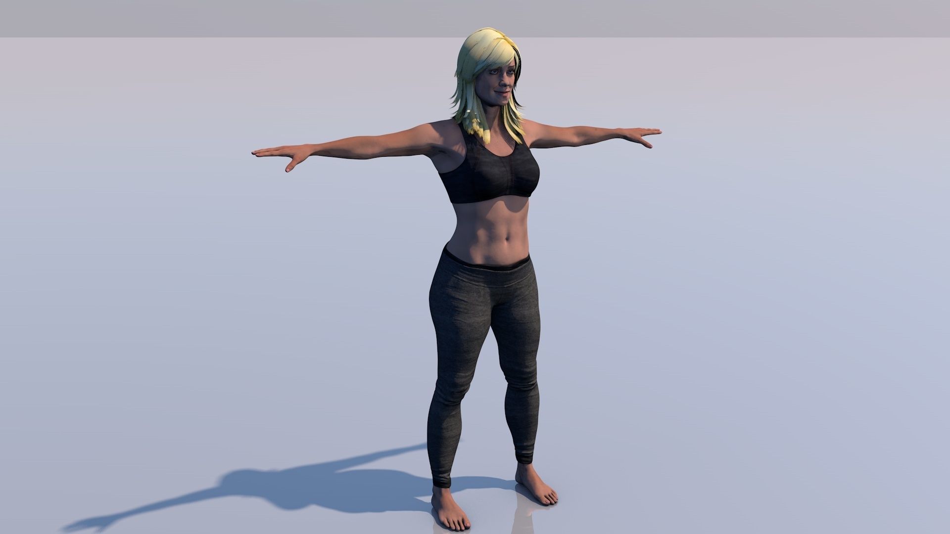 FITNESS GIRL WITH 8 SPORTS AND TWERK ANIMATIONS 3D model_1