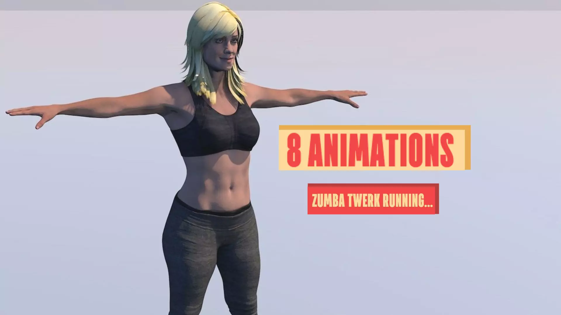 FITNESS GIRL WITH 8 SPORTS AND TWERK ANIMATIONS 3D model_0