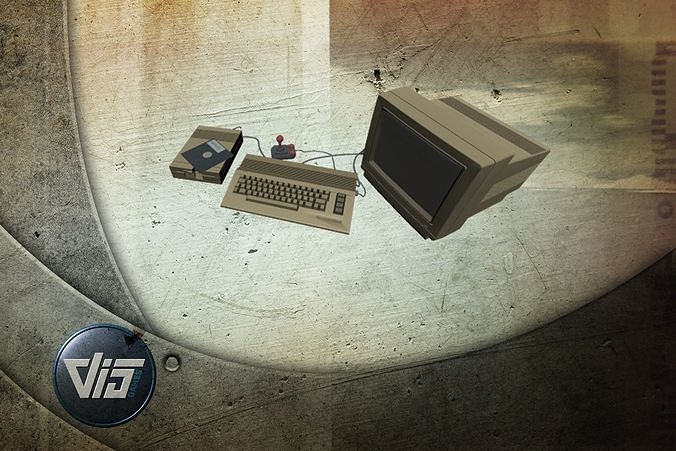 Retro computer Low-poly 3D model