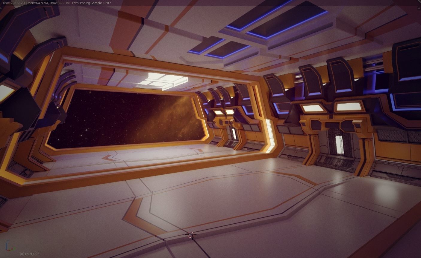 Modern Scifi Hangar Corridor 3d Modules Low-poly 3D model_3