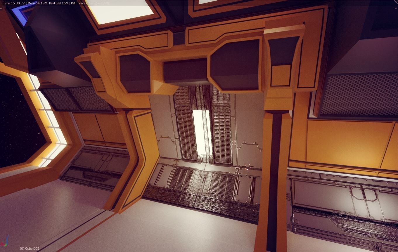 Modern Scifi Hangar Corridor 3d Modules Low-poly 3D model_1