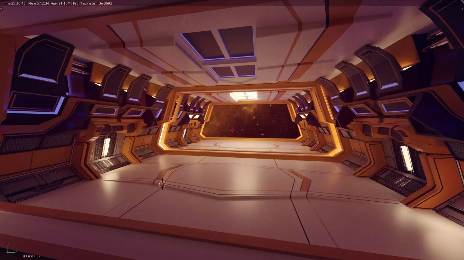 Modern Scifi Hangar Corridor 3d Modules Low-poly 3D model_0