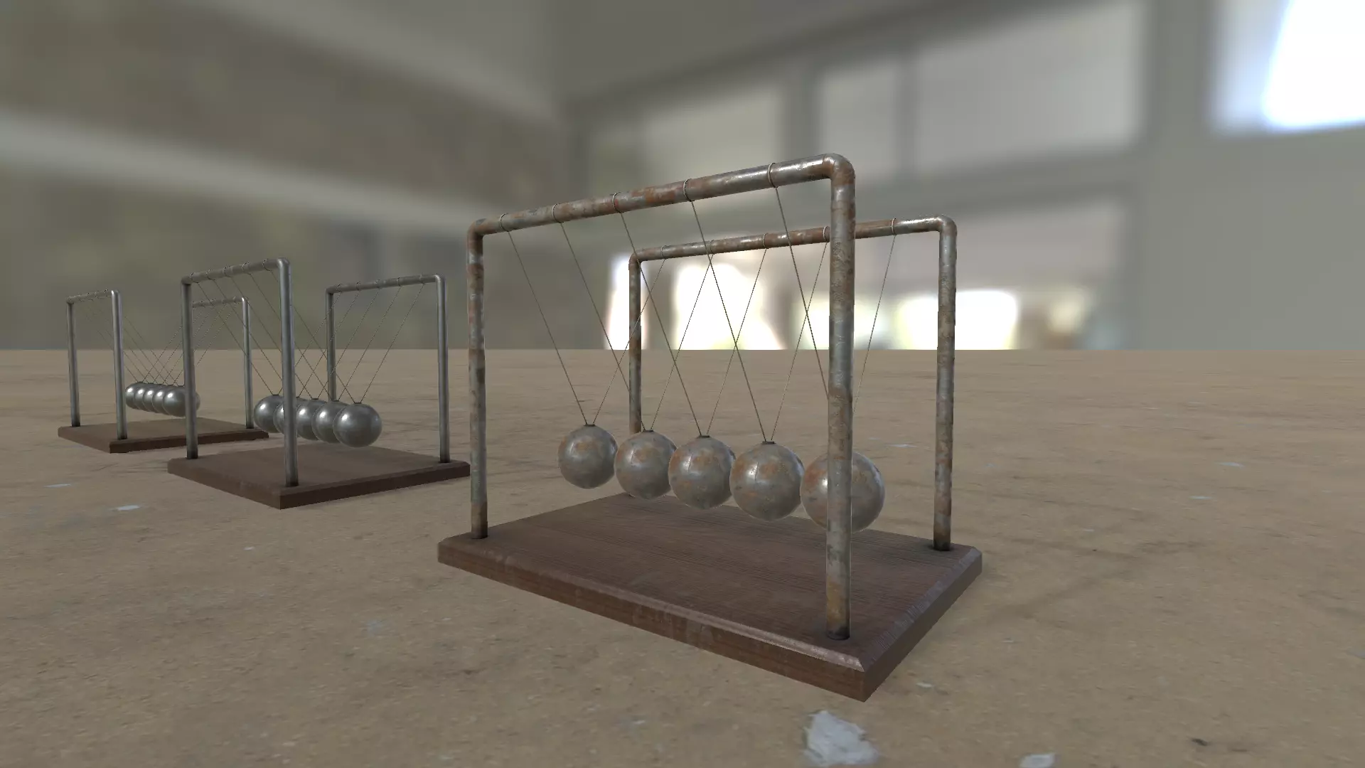 Newton cradle Low-poly 3D model_3