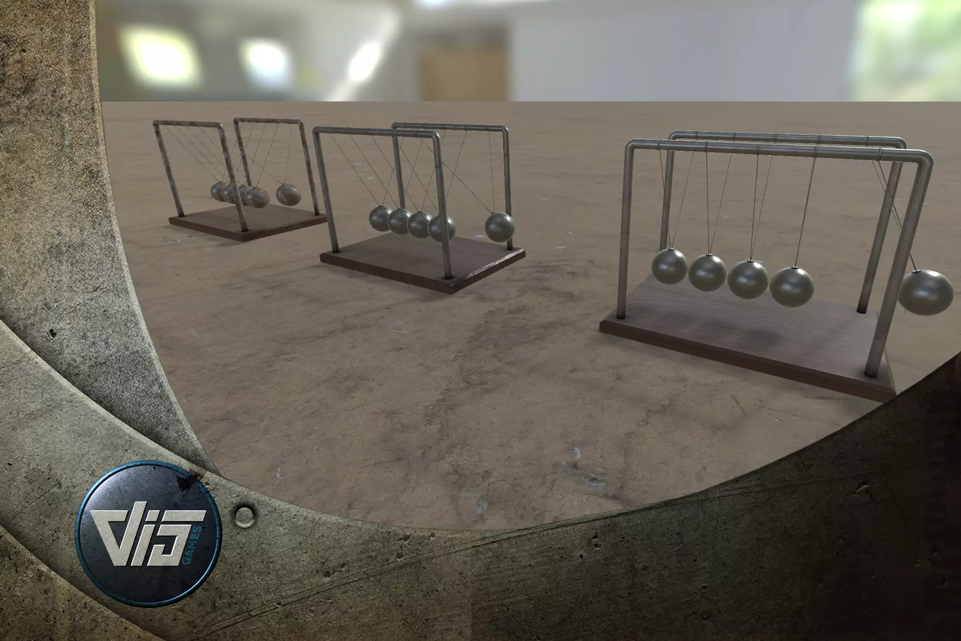Newton cradle Low-poly 3D model_0