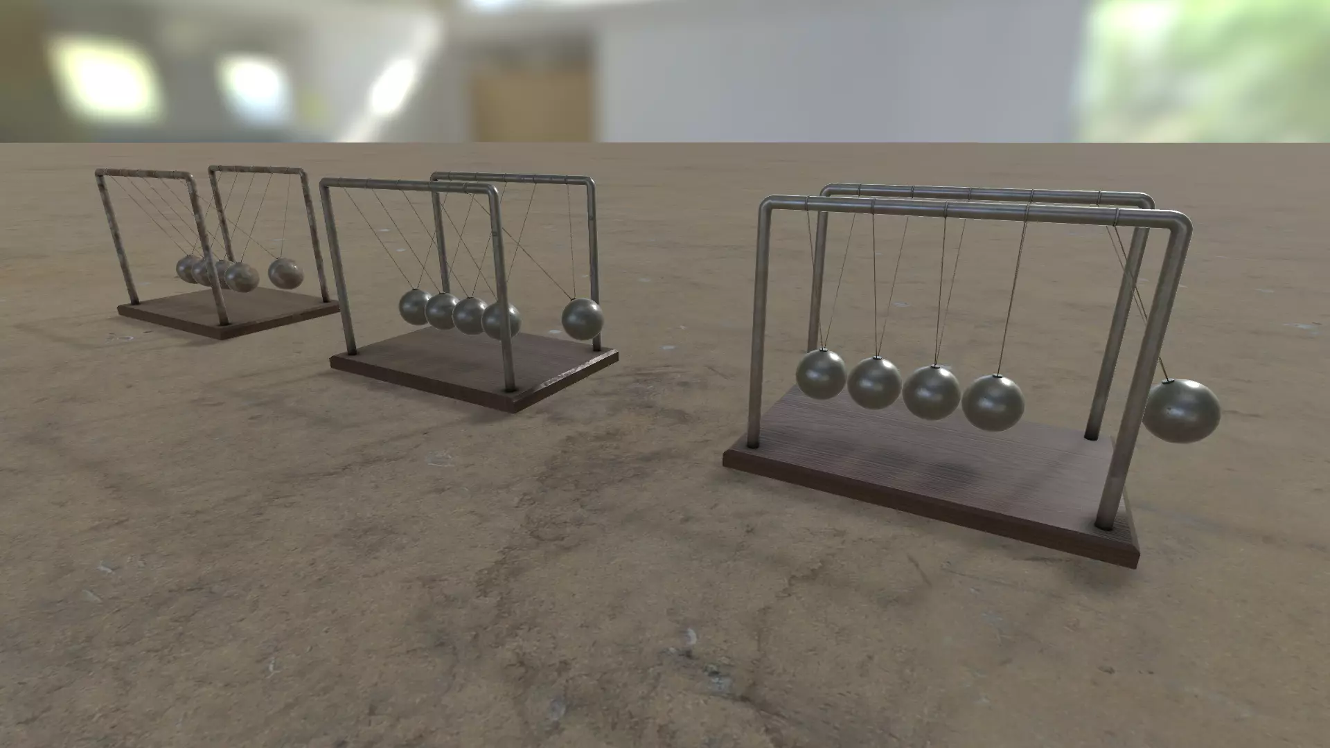 Newton cradle Low-poly 3D model_1