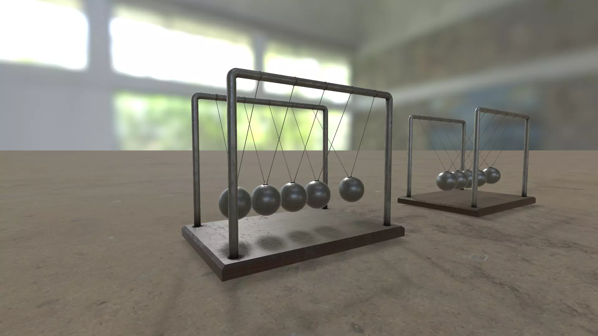 Newton cradle Low-poly 3D model_4