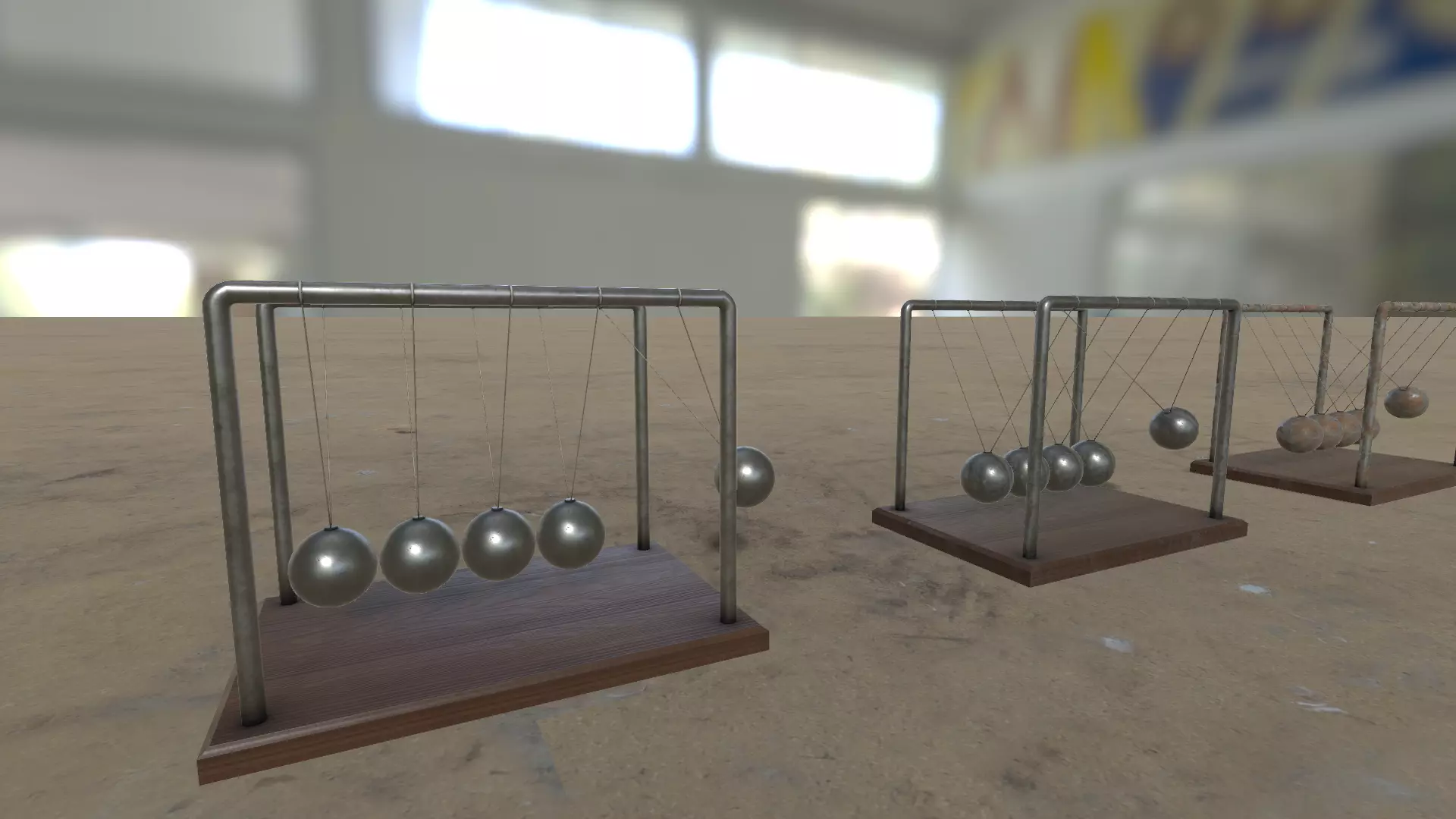 Newton cradle Low-poly 3D model_2