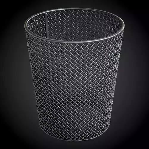 Round Steel Wire Mesh WasteBasket PBR 3D model