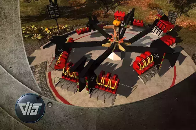 High Detail Fairground Ride 03 - FlicFlac Low-poly 3D model