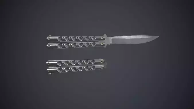 Titanium Balisong Knife PBR Game Ready Low-poly 3D model