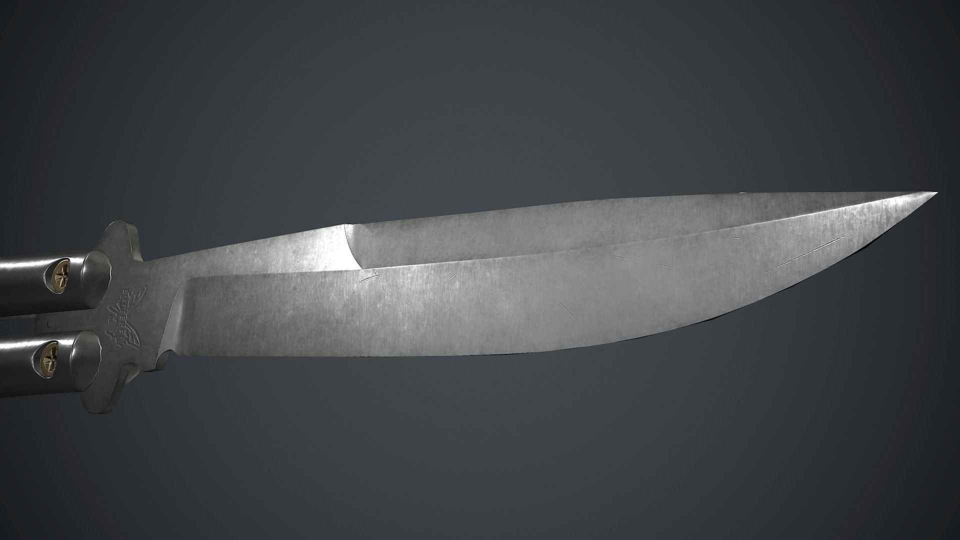 Titanium Balisong Knife PBR Game Ready Low-poly 3D model_11