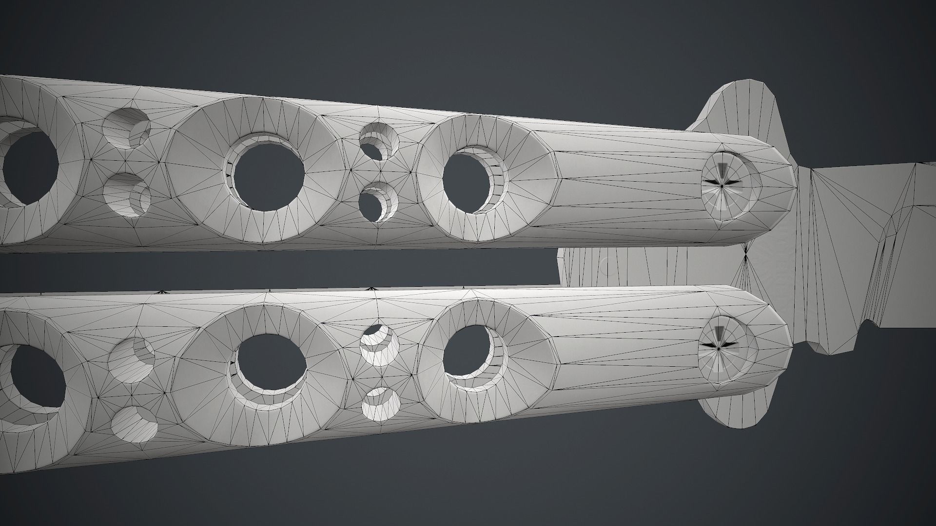 Titanium Balisong Knife PBR Game Ready Low-poly 3D model_24