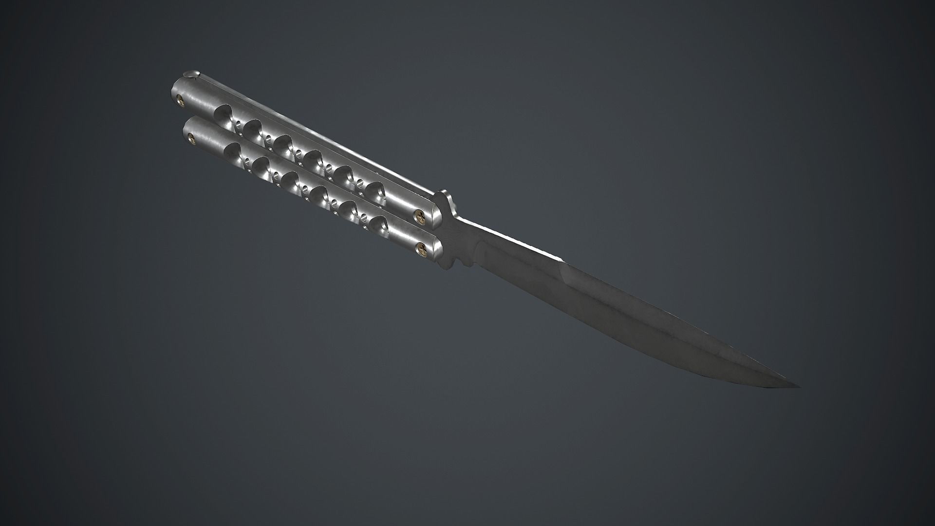 Titanium Balisong Knife PBR Game Ready Low-poly 3D model_7