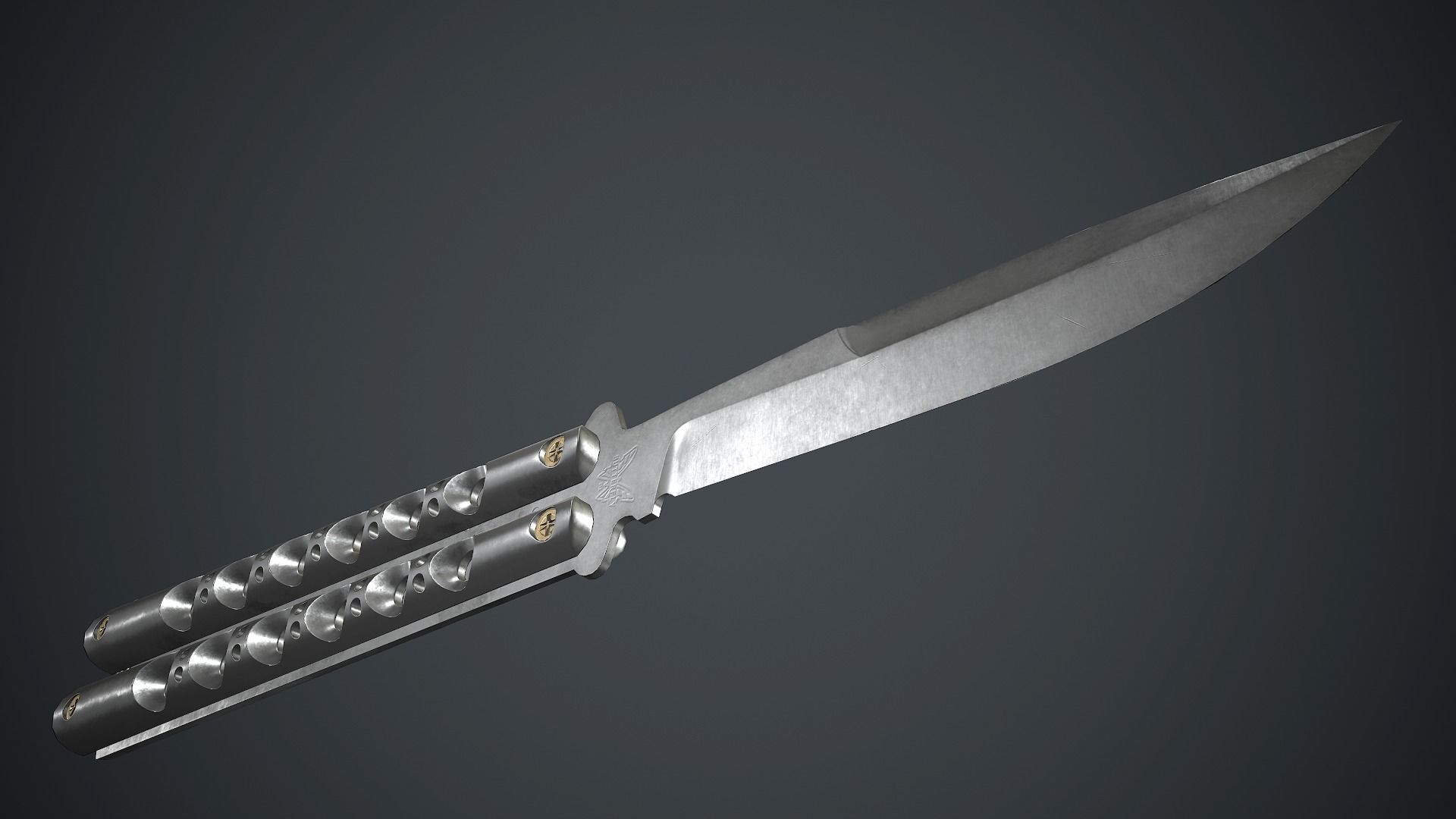Titanium Balisong Knife PBR Game Ready Low-poly 3D model_5