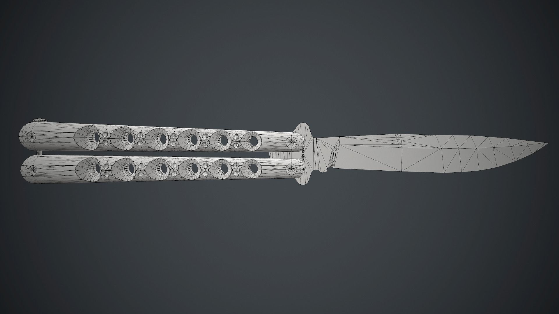 Titanium Balisong Knife PBR Game Ready Low-poly 3D model_21