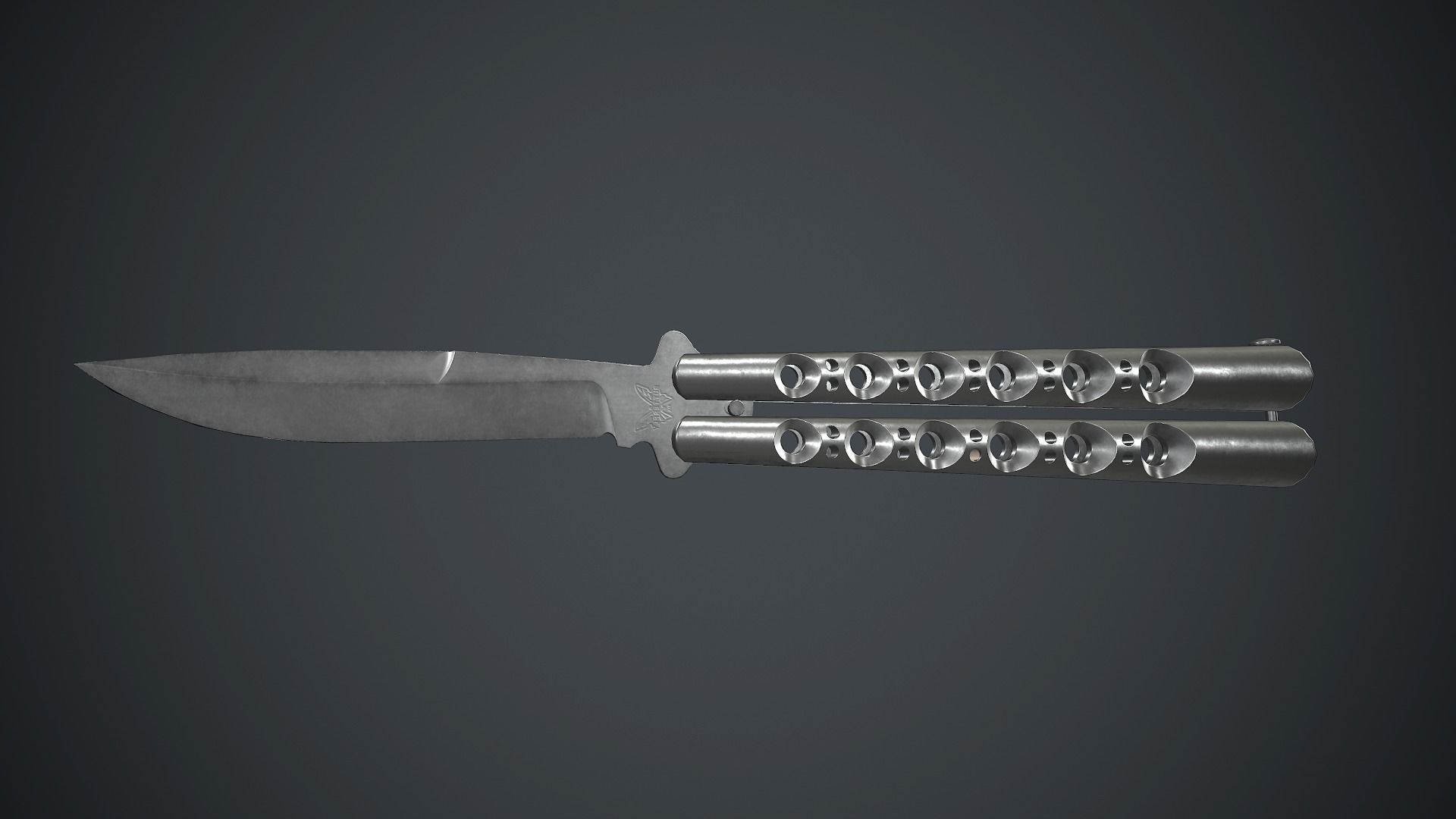 Titanium Balisong Knife PBR Game Ready Low-poly 3D model_2