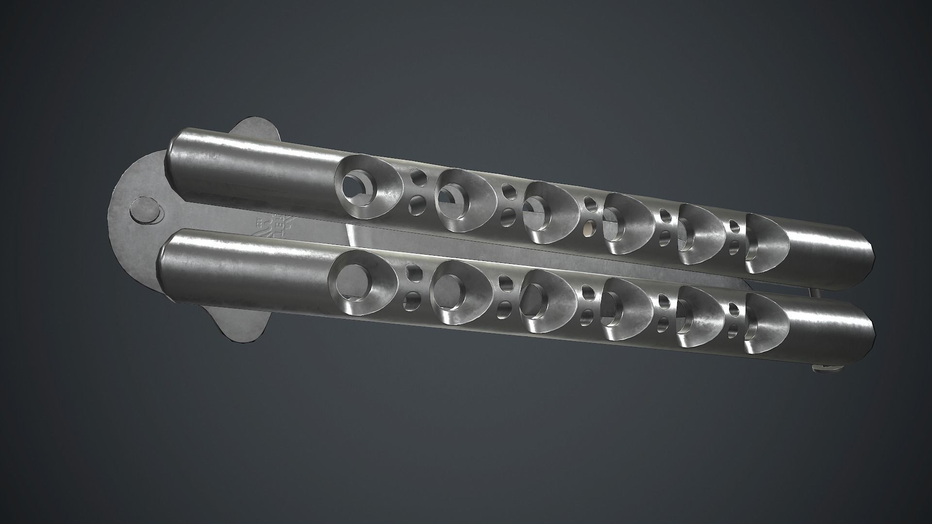 Titanium Balisong Knife PBR Game Ready Low-poly 3D model_15