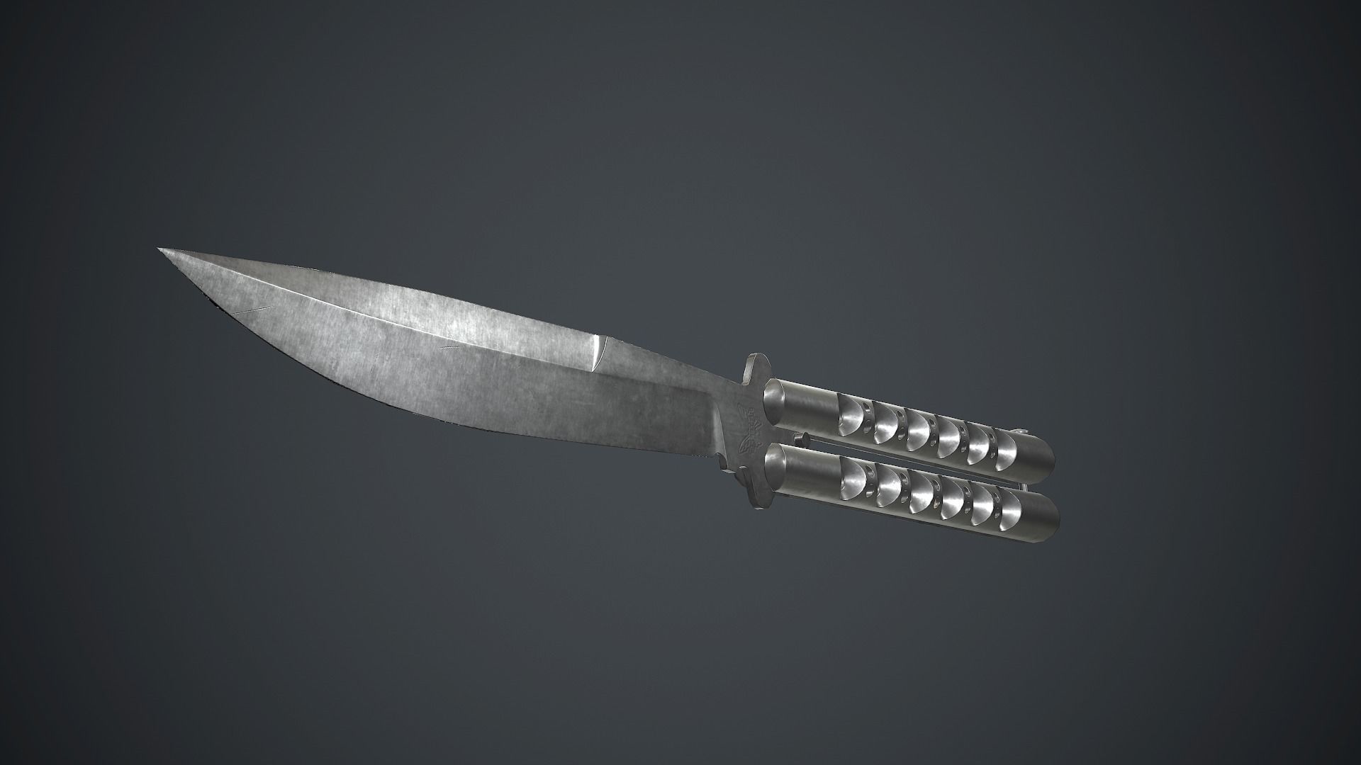 Titanium Balisong Knife PBR Game Ready Low-poly 3D model_12