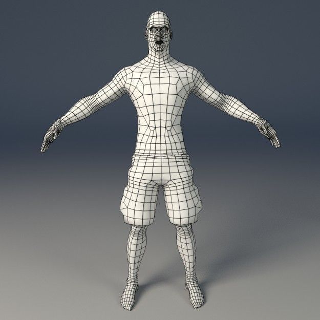 Streetfighter LowPoly Game ready man with no shirt and shorts Low-poly 3D model_8