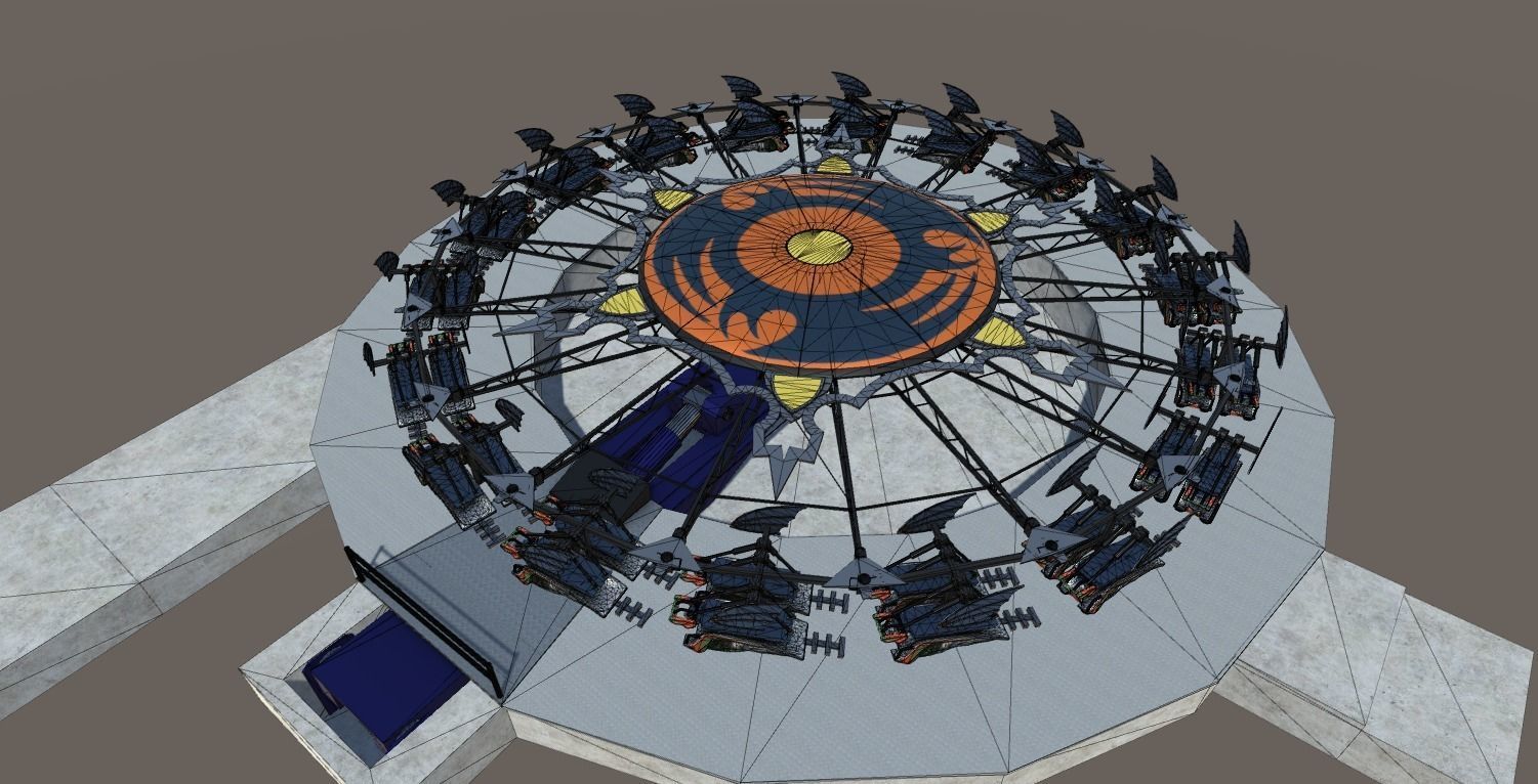 High Detail Fairground Ride 05 - Flyaway Low-poly 3D model_7