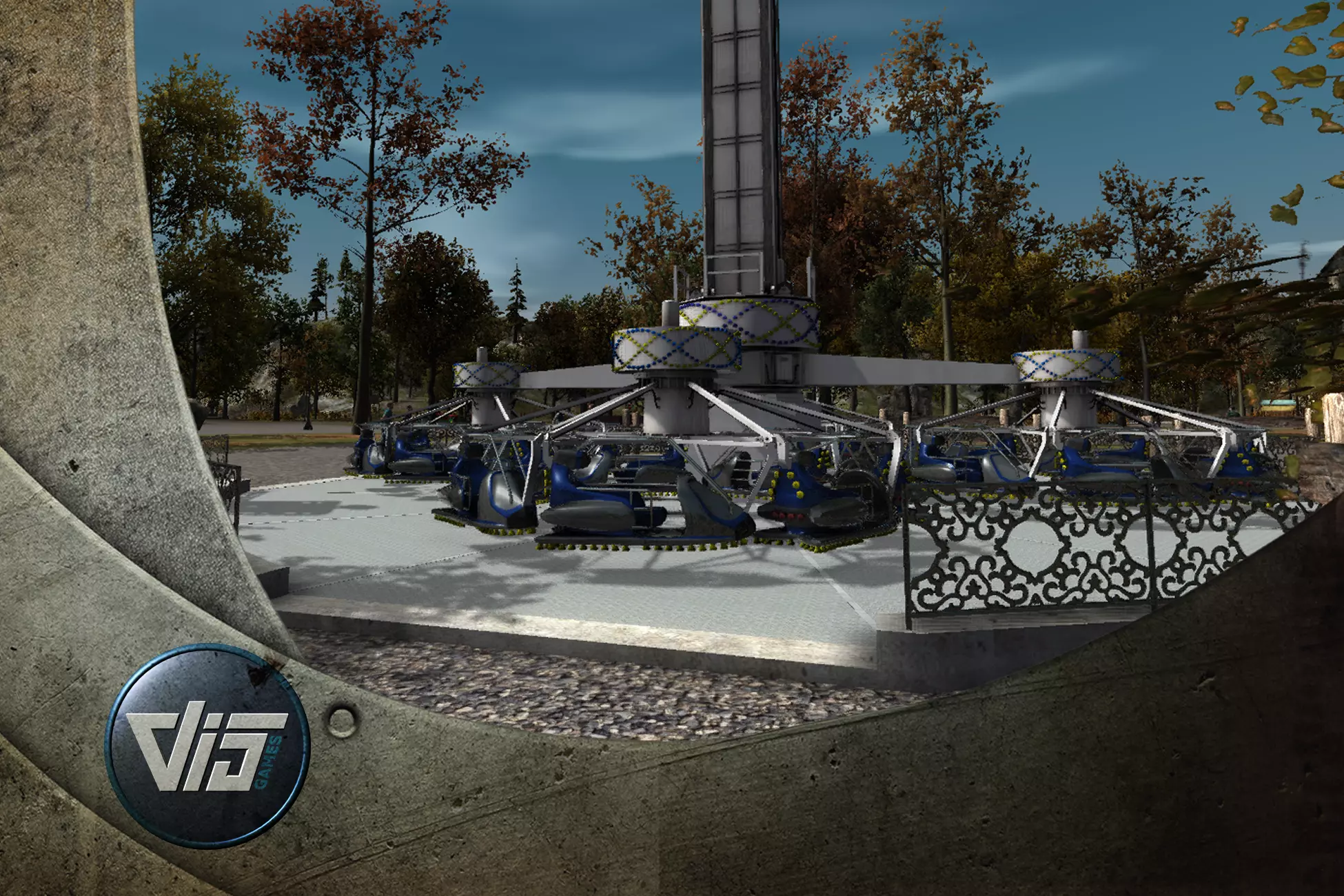 High Detail Fairground Ride 08 - Ikarus Low-poly 3D model_0