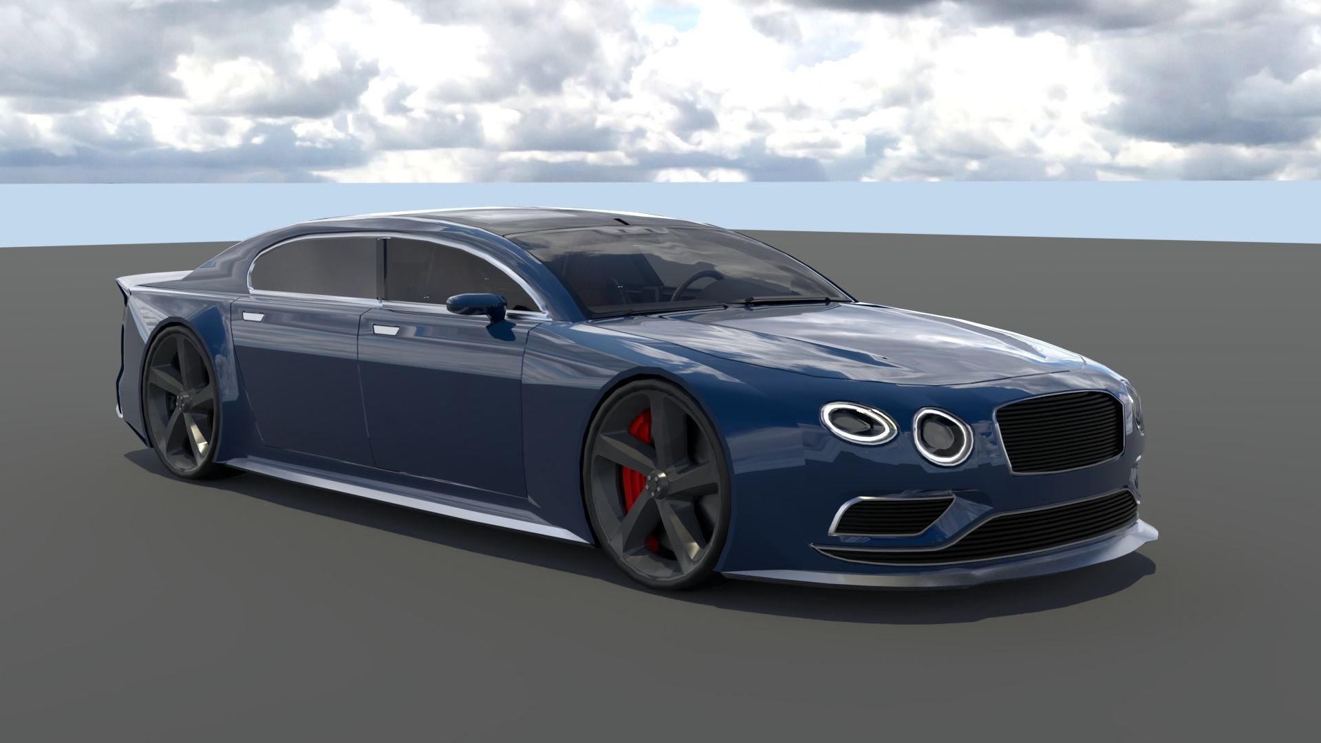 Generic Large 4 Door Sedan Low-poly 3D model_1