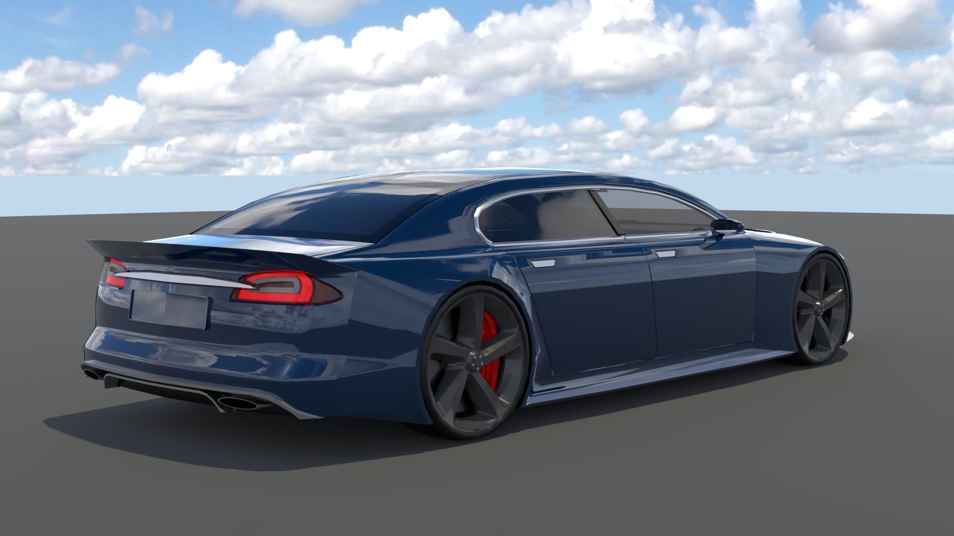 Generic Large 4 Door Sedan Low-poly 3D model_2