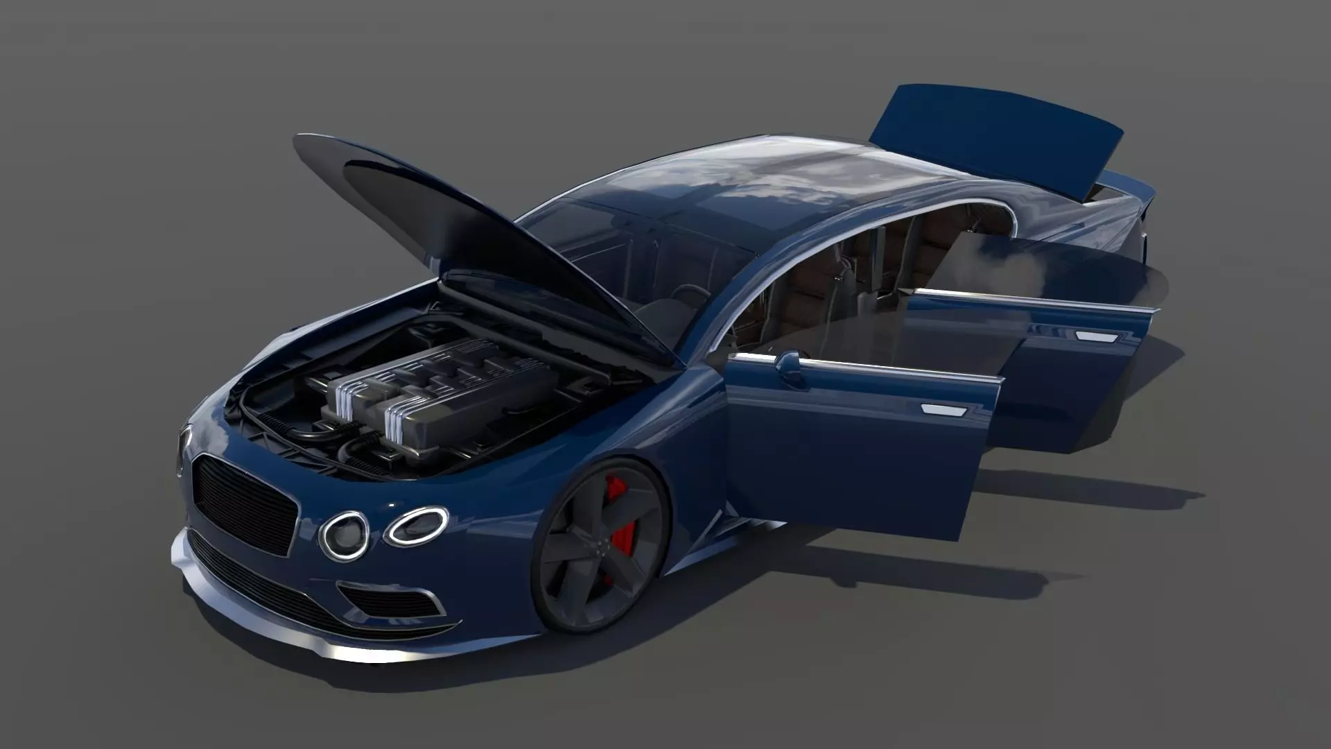 Generic Large 4 Door Sedan Low-poly 3D model_0